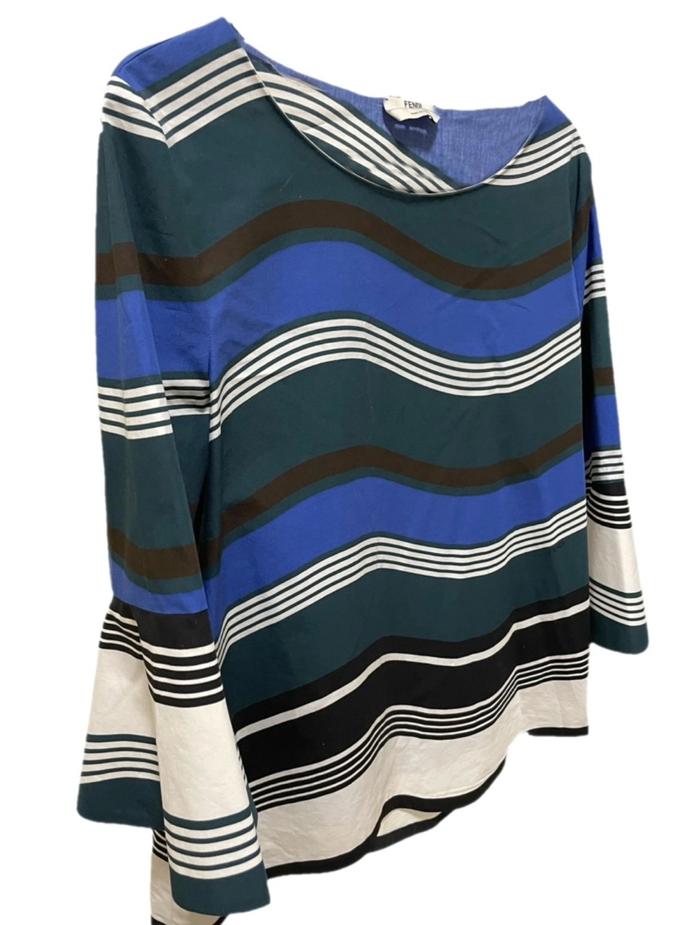 Fendi Striped Top in Teal, Black & White